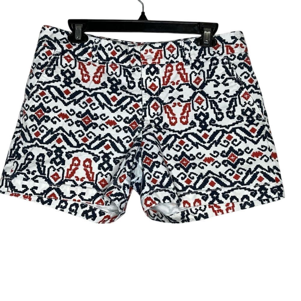 Tommy Hilfiger Chino Shorts Tribal Print Front Slit Pockets Belt Loops‎ Size 8